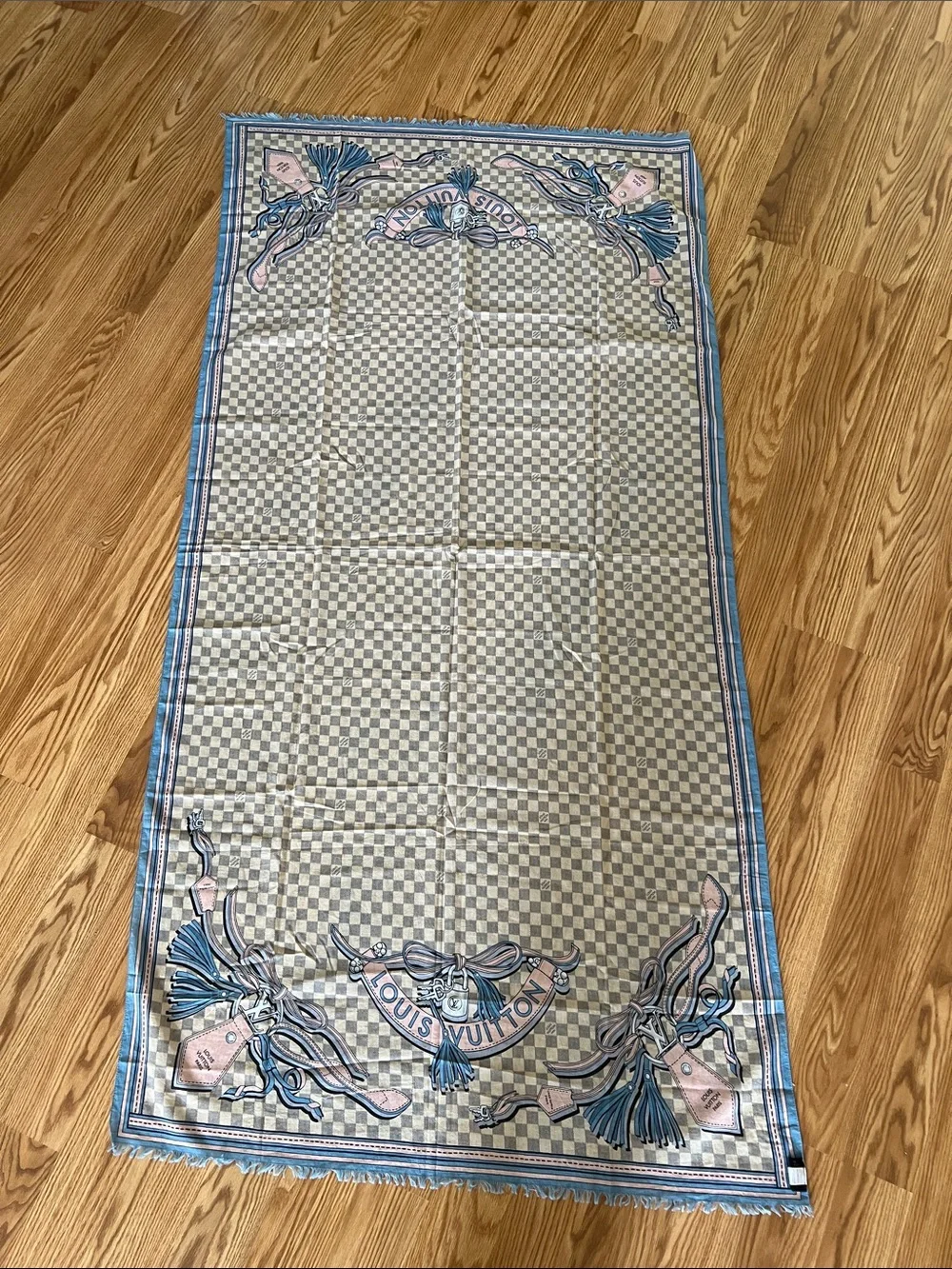LOUIS VUITTON DAMIER AZUR STRAPS SCARF